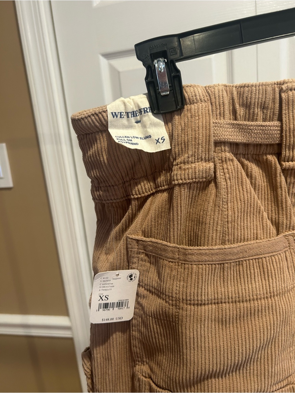 Free People Cullen Low Slung Pull-On Boyfriend Tan Corduroy Utility Jogger Pants - Picture 3 of 3